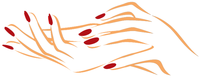 Elegant illustration of two hands with red nails